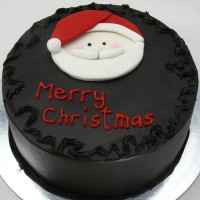 Christmas Cake - Ganache with Flat Santa
